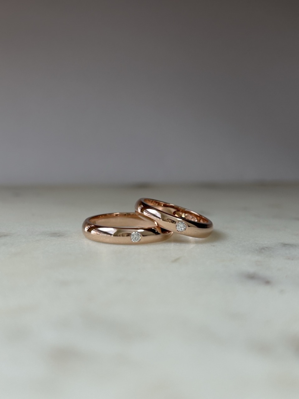 Custom wedding bands rose gold and diamonds